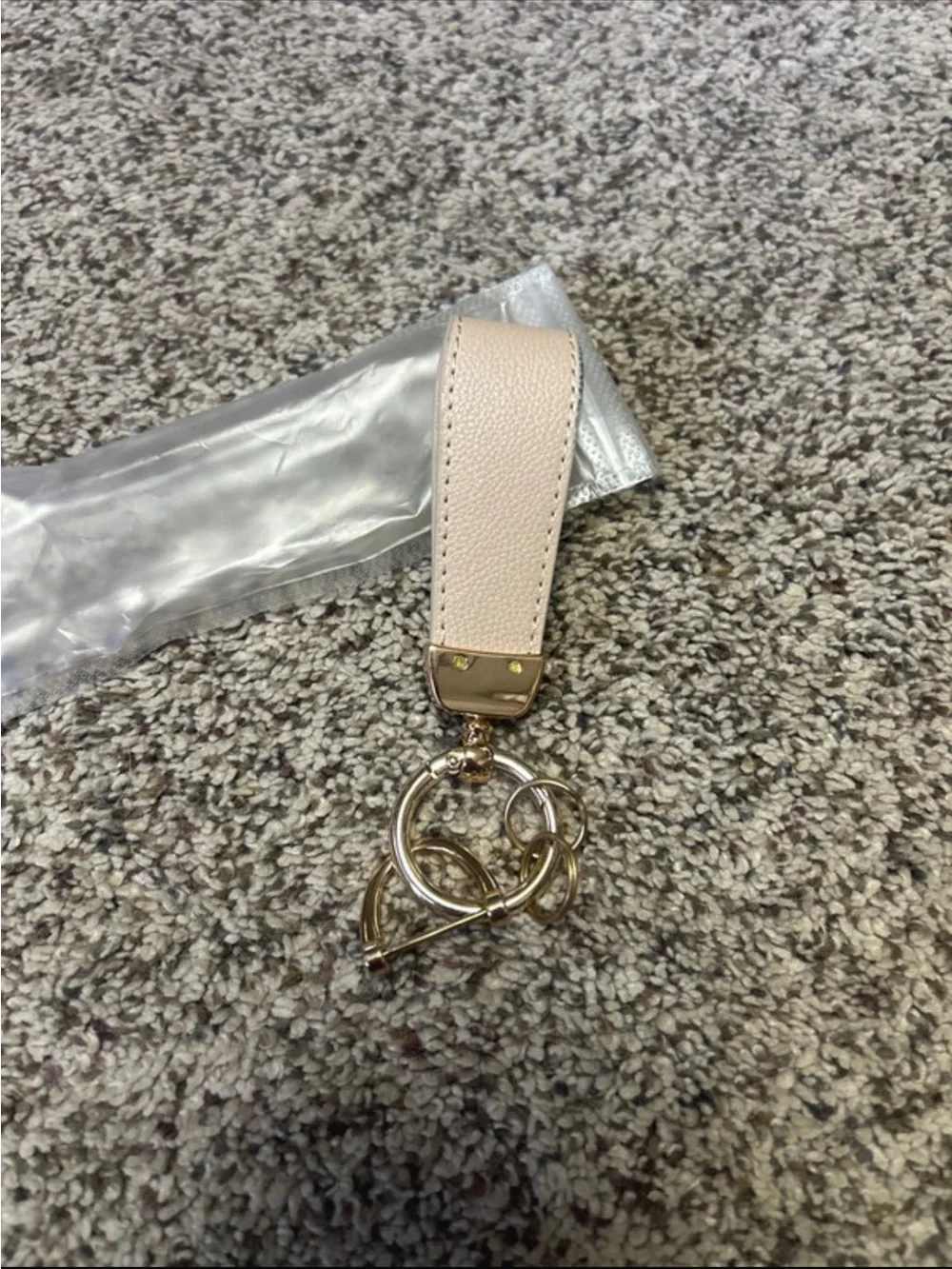 Amazon Cream Leather Key & Card Holder with Gold Hardware